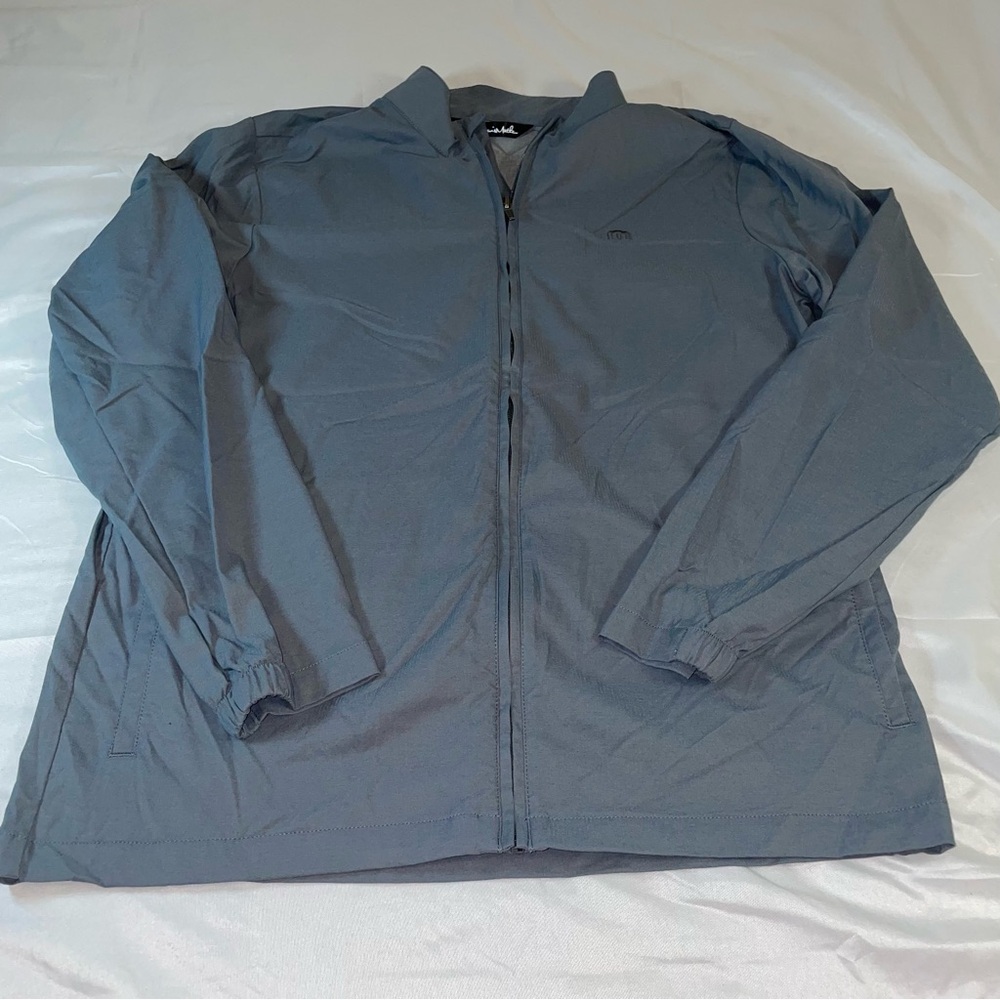 Travis Mathew Mens Grey Full Zip‎ Lightweight Golf Jacket We Insure Logo Large